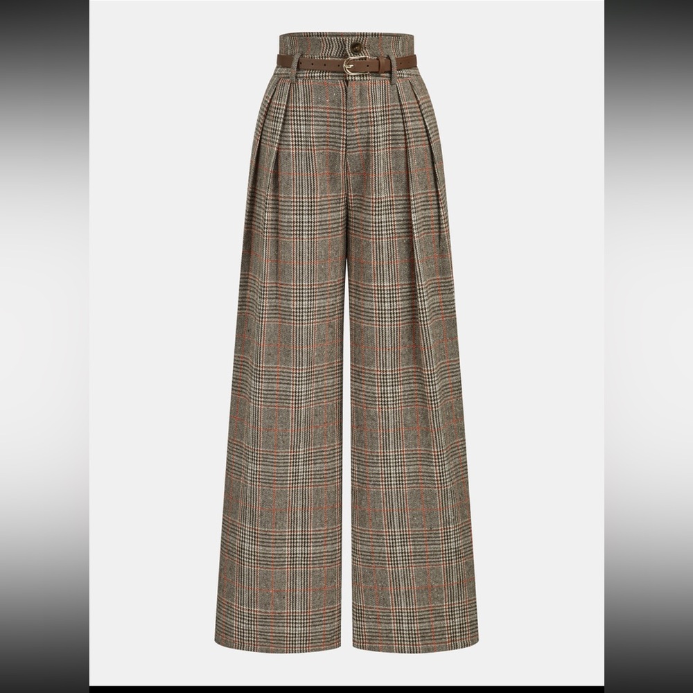 Commense Checkered Wide-Leg Pants